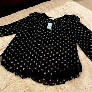 Black Blouse with Metallic Dots